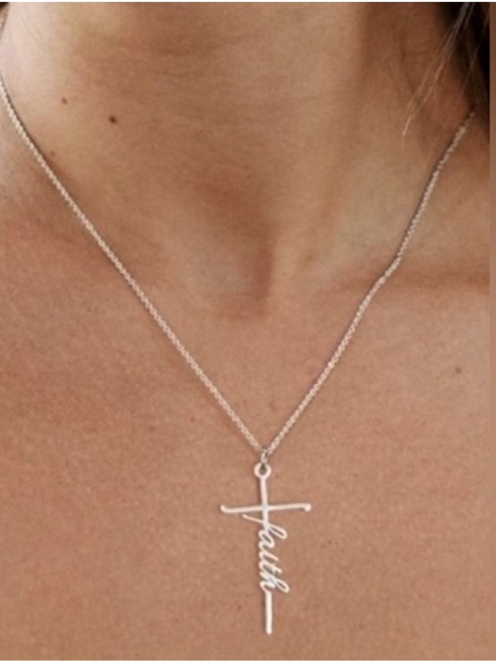 💙Faith Silver Cross Pendant Necklace